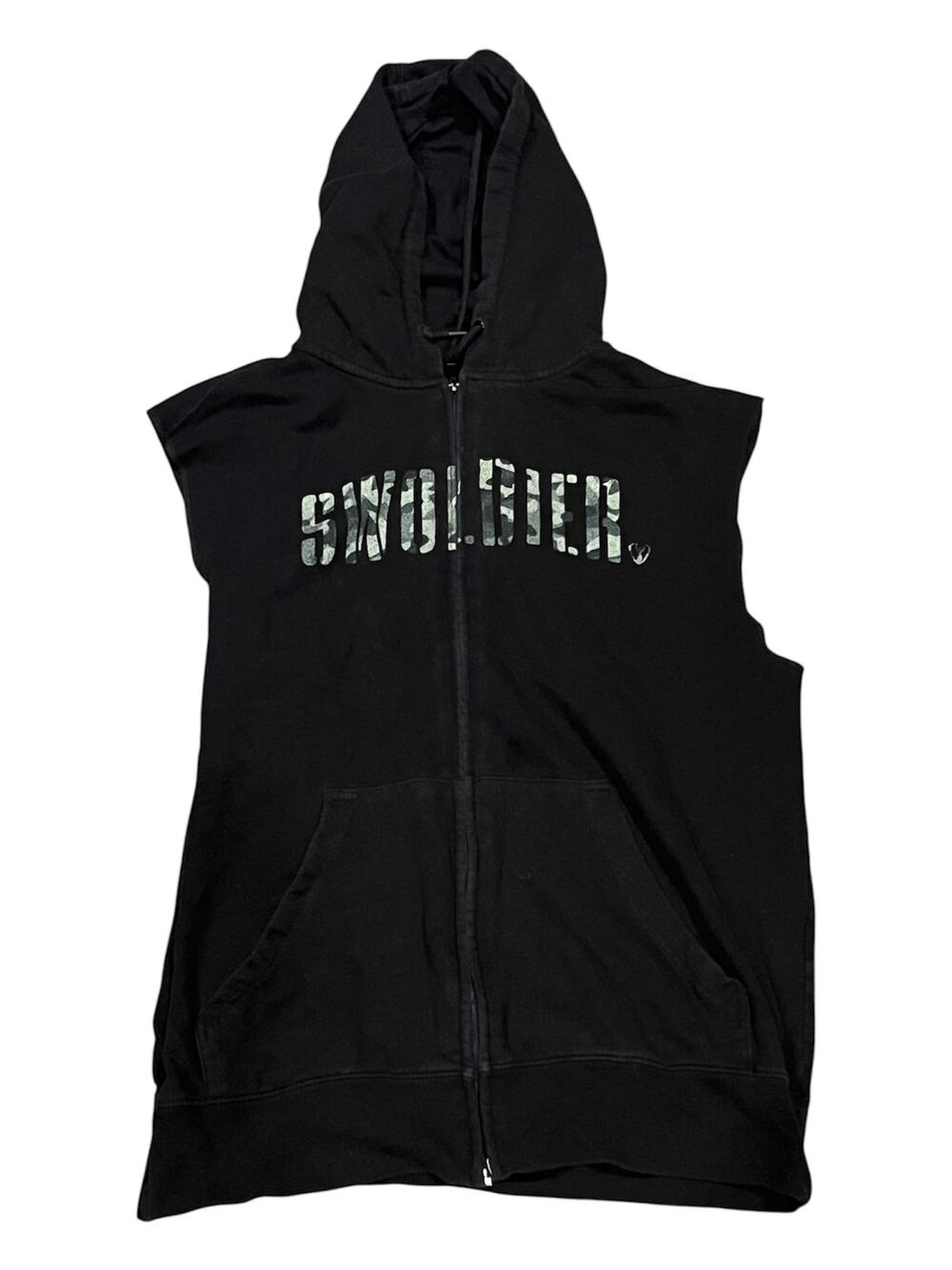 Swoldier Sleeveless Hoodie Camo Gym Fitness Workoutgear Zip Large Streetwear